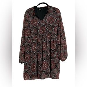 Fashion Union Red/Black Paisley Top Sz 8 Casual Lined Babydoll A-Line